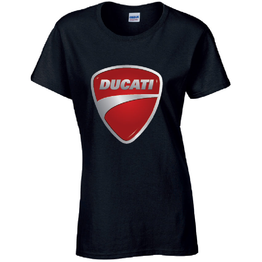 Ducati Ladies Cotton T-Shirt Available in Black Grey and White LT06