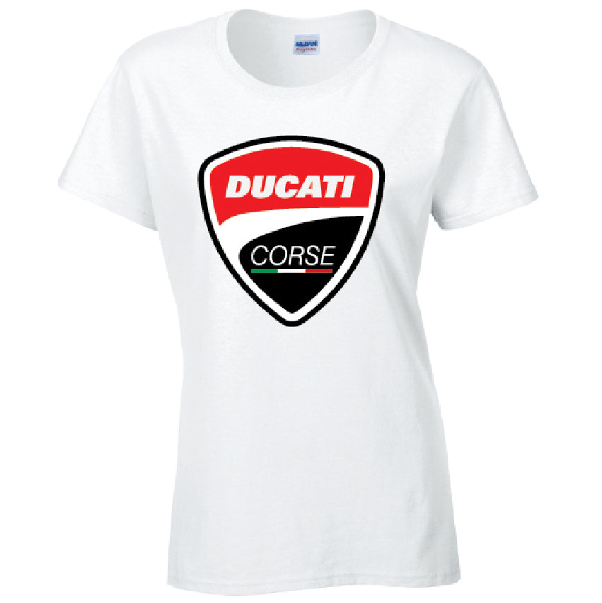 Ducati Corse Ladies Cotton T-Shirt Available in Black Grey and White LT07