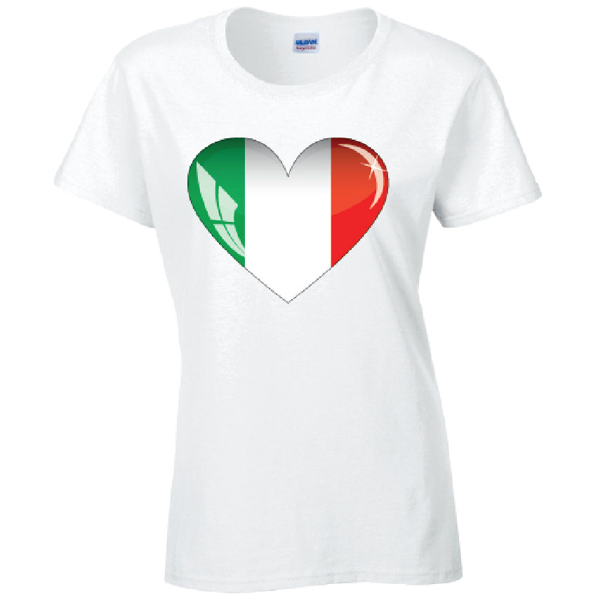 Italy Heart Ladies Cotton T-Shirt Available in Black Grey and White LT09