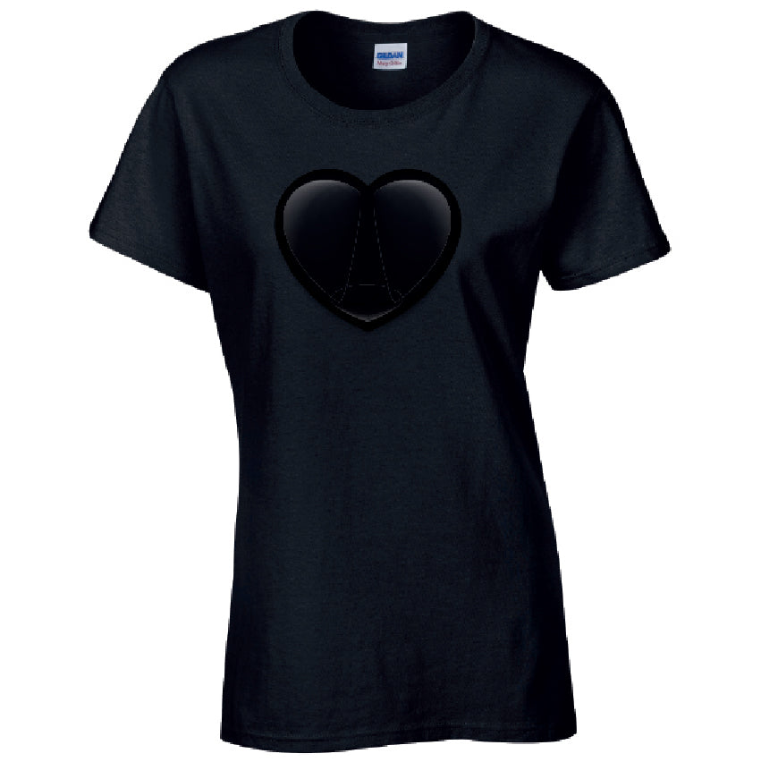 Black Heart Ladies Cotton T-Shirt Available in Black Grey and White LT22