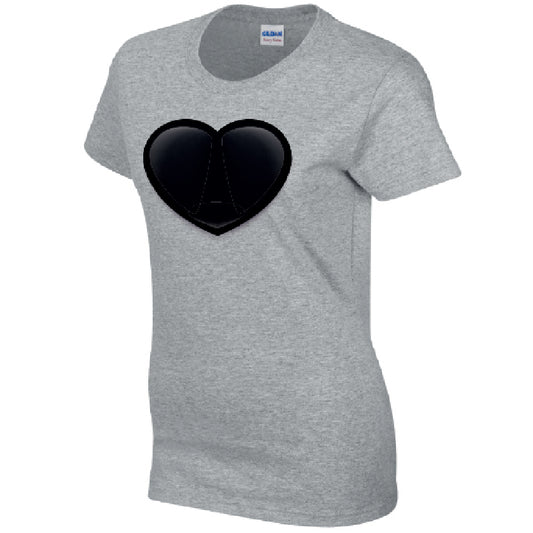 Black Heart Ladies Cotton T-Shirt Available in Black Grey and White LT22