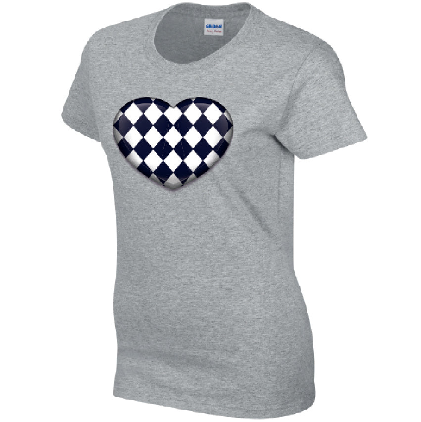 Black Harley Quinn Heart Ladies Cotton T-Shirt Available in Black Grey and White LT24