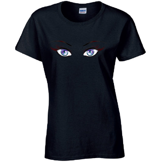 Purple Eyes Ladies Cotton T-Shirt Available in Black Grey and White LT28