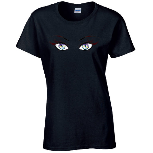 Rainbow Eyes Ladies Cotton T-Shirt Available in Black Grey and White LT29