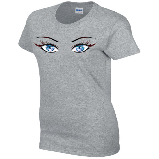 Blue Eyes Ladies Cotton T-Shirt Available in Black Grey and White LT30