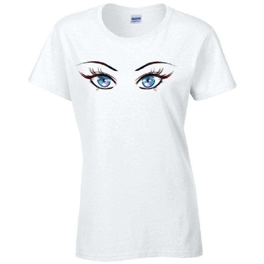 Blue Eyes Ladies Cotton T-Shirt Available in Black Grey and White LT30
