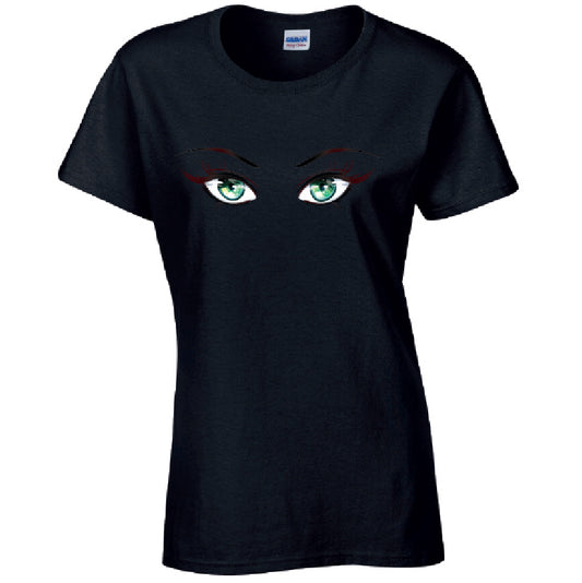 Green Eyes Ladies Cotton T-Shirt Available in Black Grey and White LT32