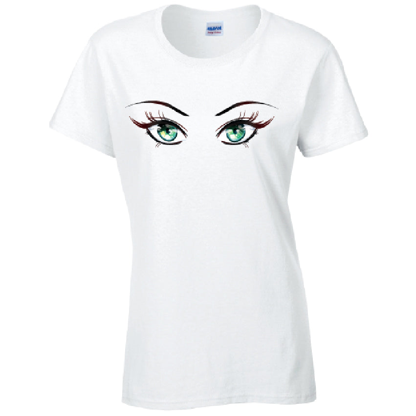 Green Eyes Ladies Cotton T-Shirt Available in Black Grey and White LT32