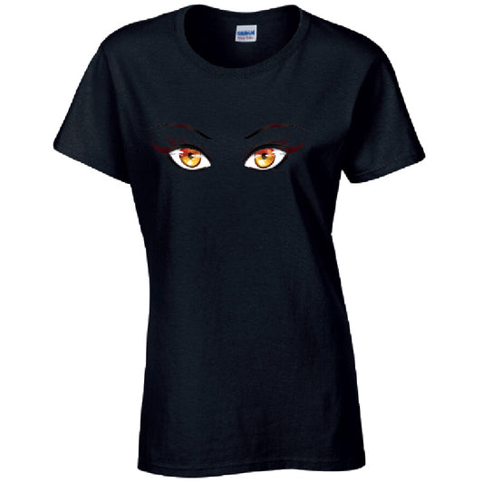 Orange Eyes Ladies Cotton T-Shirt Available in Black Grey and White LT35