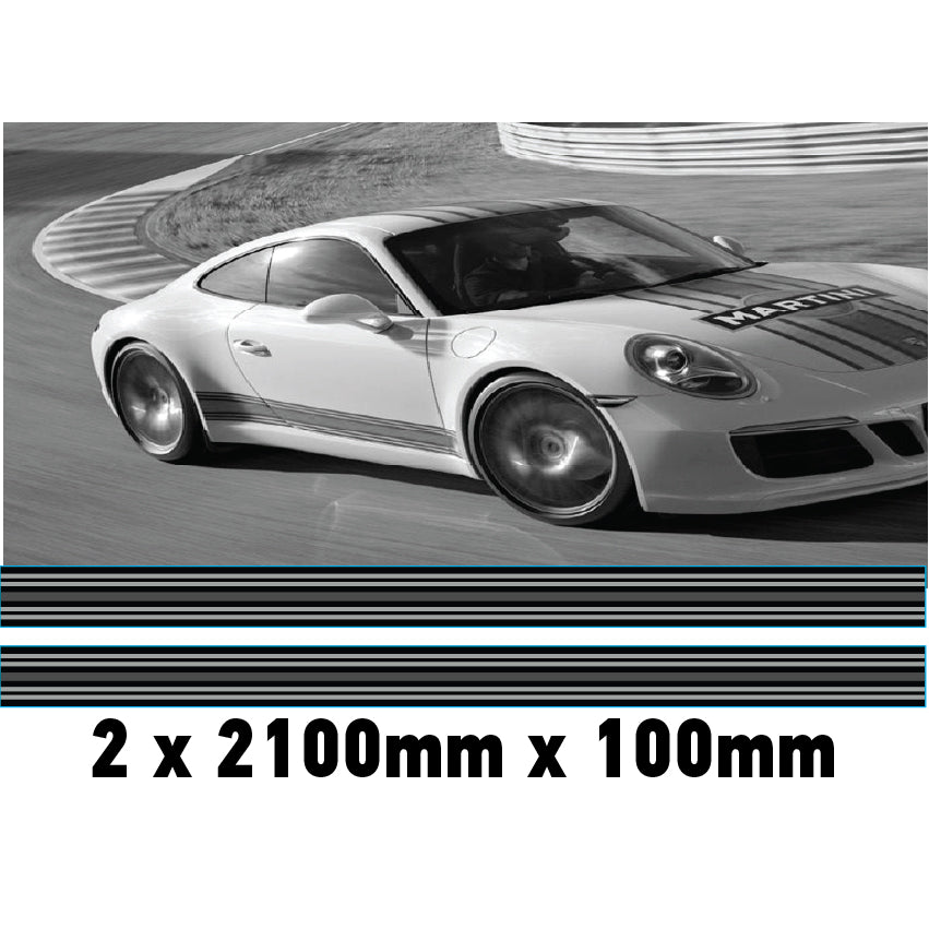 MC2.1/100x2 Martini Racing Monochrome 2x2100mm x 100mm stripes for Porsche