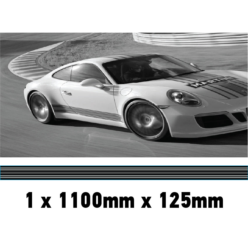 MC1.1/125x1 Martini Racing Monochrome 1100mm x 125mm Bonnet stripe for Porsche