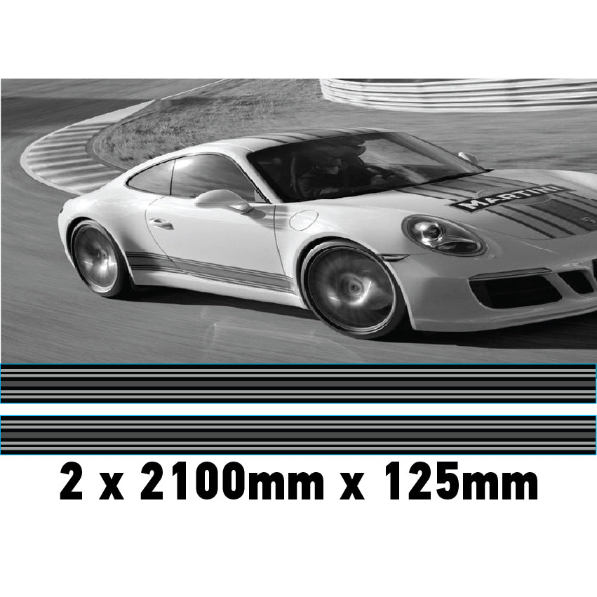 MC2.1/125x2 Martini Racing Monochrome 2x2100mm x 125mm stripes for Porsche