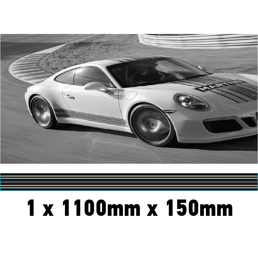 MC1.1/150x1 Martini Racing Monochrome 1100mm x 150mm Bonnet stripe for Porsche