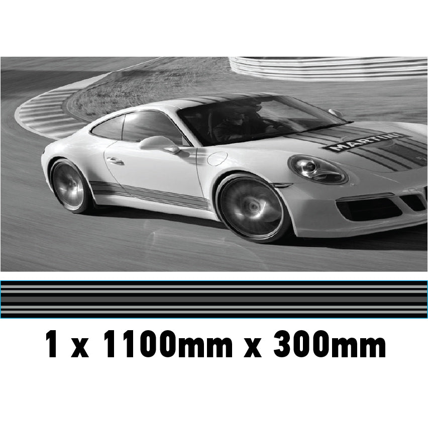 MC1.1/300x1 Martini Racing Monochrome 1100mm x 300mm Bonnet stripe for Porsche