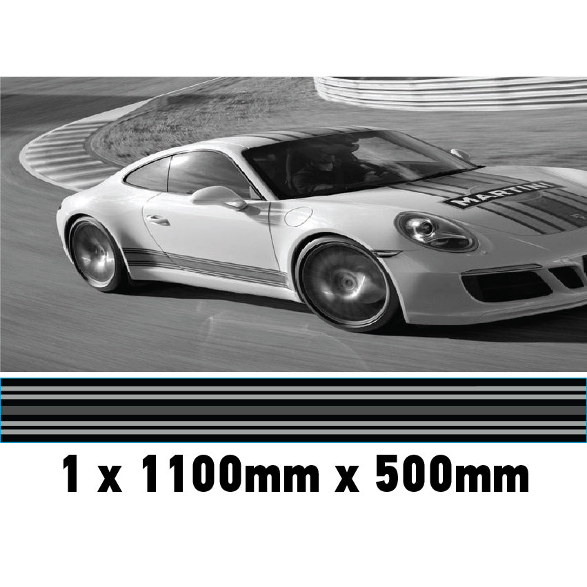 MC1.1/500x1 Martini Racing Monochrome 1100mm x 500mm Bonnet stripe for Porsche