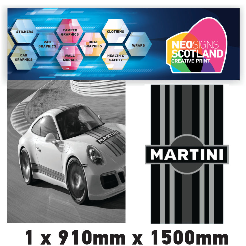 MONORBS03 Martini Racing Style Mono Bonnet Stripe For Porsche