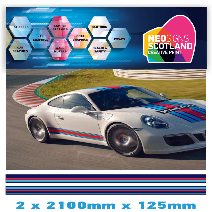 MR2.1/125x2 Martini Racing 2x2100mm x 125mm stripes for Porsche