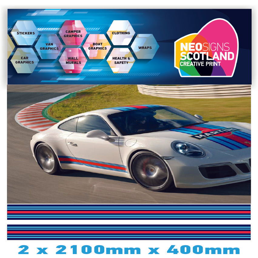 MR2.1/400x2 Martini Racing 2x2100mm x 400mm stripes for Porsche