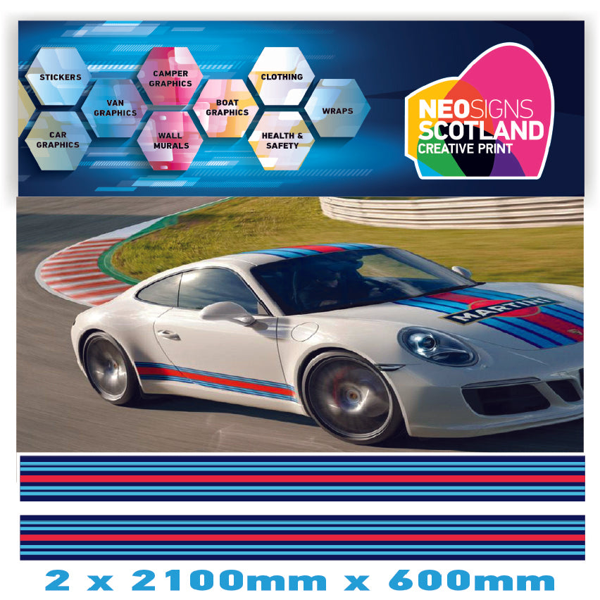 MR2.1/600x2 Martini Racing 2x2100mm x 600mm stripes for Porsche