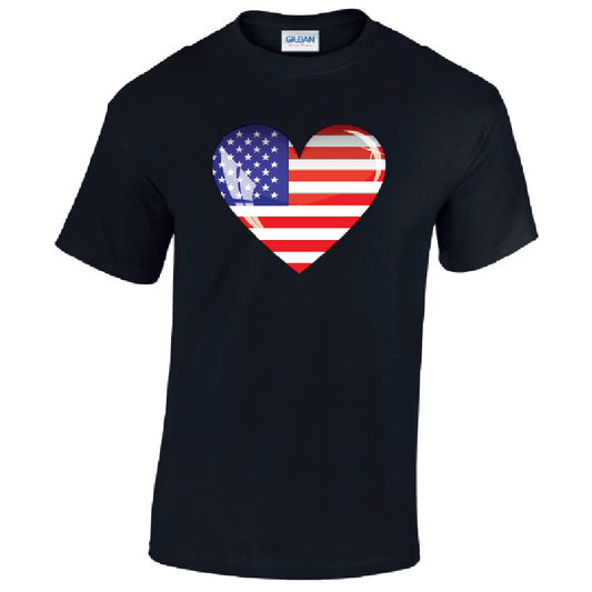 America Heart Mens Cotton T-shirts 5 sizes 3 Colours Available Printed MT01
