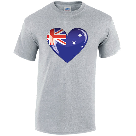 Austraila Heart Mens Cotton T-Shirt 5 sizes 3 Colours Available Printed MT03