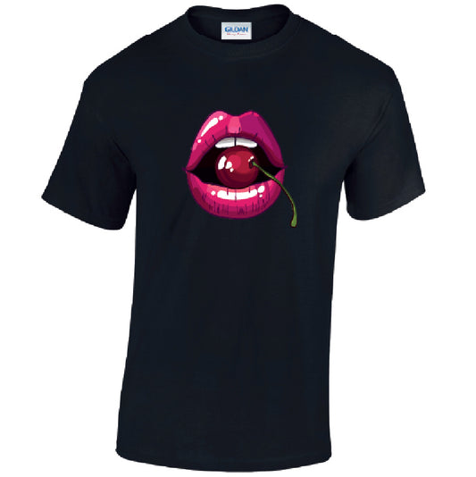 Cherry Lips Mens Cotton T-Shirt 5 sizes 3 Colours Available Printed MT16