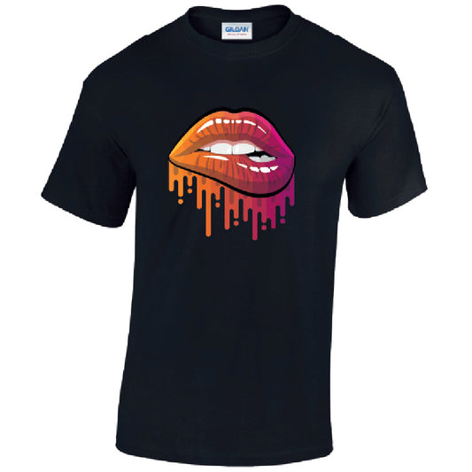 Orange and Pink Lips Mens Cotton T-Shirt 5 sizes 3 Colours Available Printed MT20