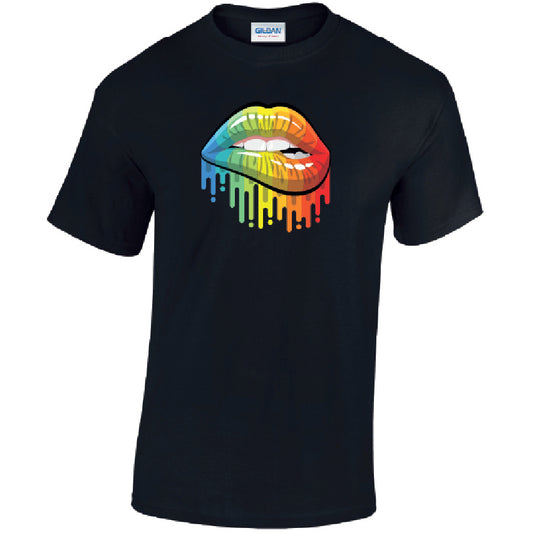 Rainbow Lips Mens Cotton T-Shirt 5 sizes 3 Colours Available Printed MT21