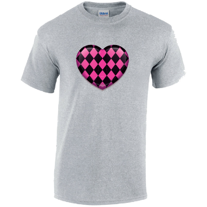 Pink Harley Quinn Heart Mens Cotton T-Shirt 5 sizes 3 Colours Available Printed MT26