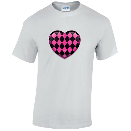 Pink Harley Quinn Heart Mens Cotton T-Shirt 5 sizes 3 Colours Available Printed MT26
