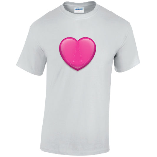 Pink Heart Mens Cotton T-Shirt 5 sizes 3 Colours Available Printed MT36