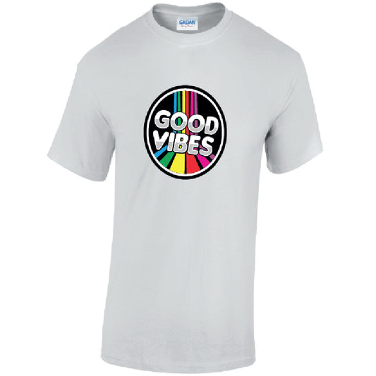 Good Vibes Mens Cotton T-Shirt Available in Black Grey and White MT39
