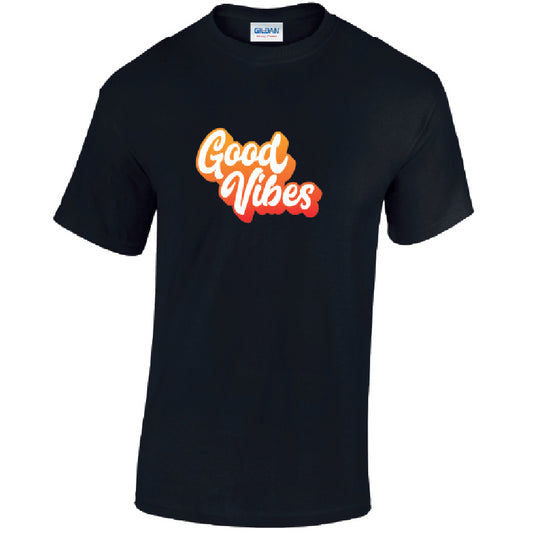Good Vibes Mens Cotton T-Shirt Available in Black Grey and White MT40