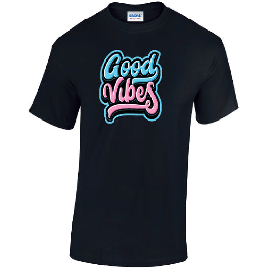 Good Vibes Mens Cotton T-Shirt Available in Black Grey and White MT43