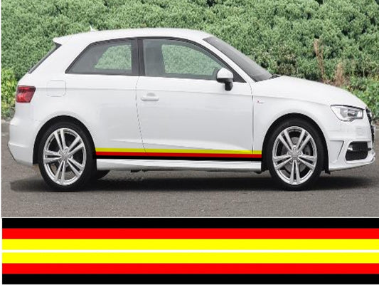 NEO01185 German 3 colour side stipes laminated for Audi A1 sticker graphics decal