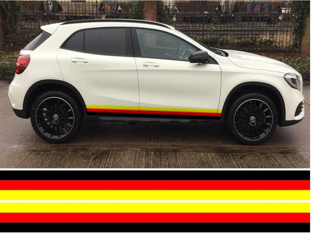 NEO01185 German 3 colour side stipes laminated for Audi A1 sticker graphics decal