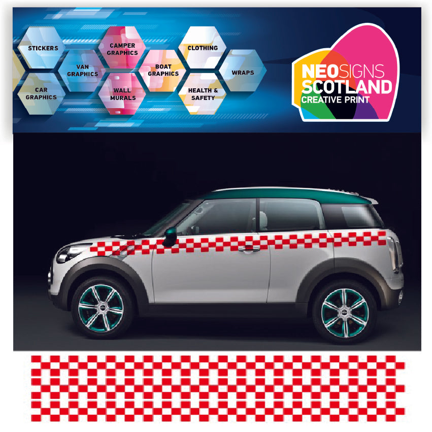NEO00419 6m chequered stripe for mini cooper graphics decals stickers
