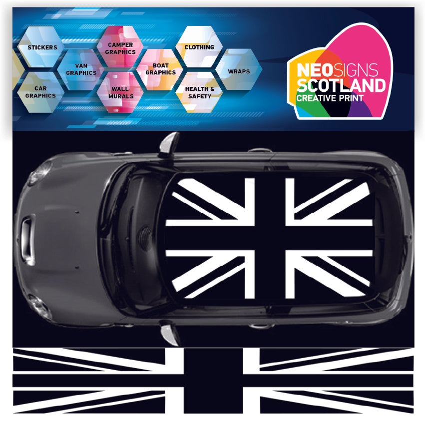 NEO00941A Black Union Jack flag roof for mini