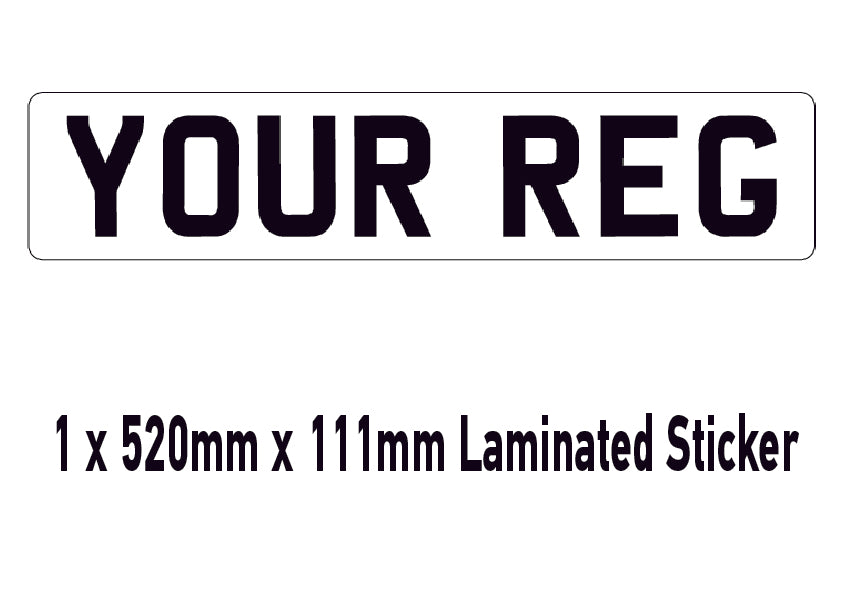 NNP01 Standard Number Plate Stick On - Bonnet Bumper Caravan - Show Fun Sticker