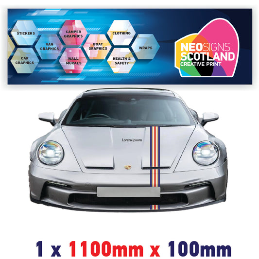 ROB1.1 Rothmans Racing Bonnet stripe 1.1m (1100mm) Long laminated for BMW Volkswagen Audi sticker graphics various widths available