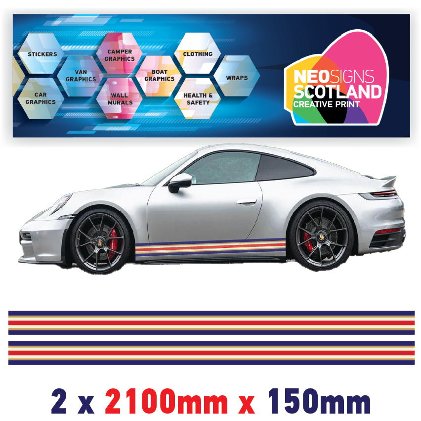 RO2.1/2x150 Rothmans Racing Bonnet Stripe 2100mm x 150mm For Porsche