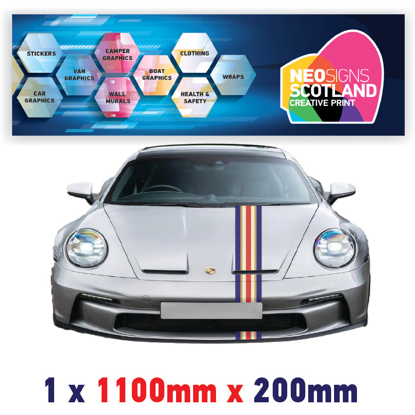 RO1.1/1x200 Rothmans Racing Bonnet Stripe 1100mm x 200mm For Porsche