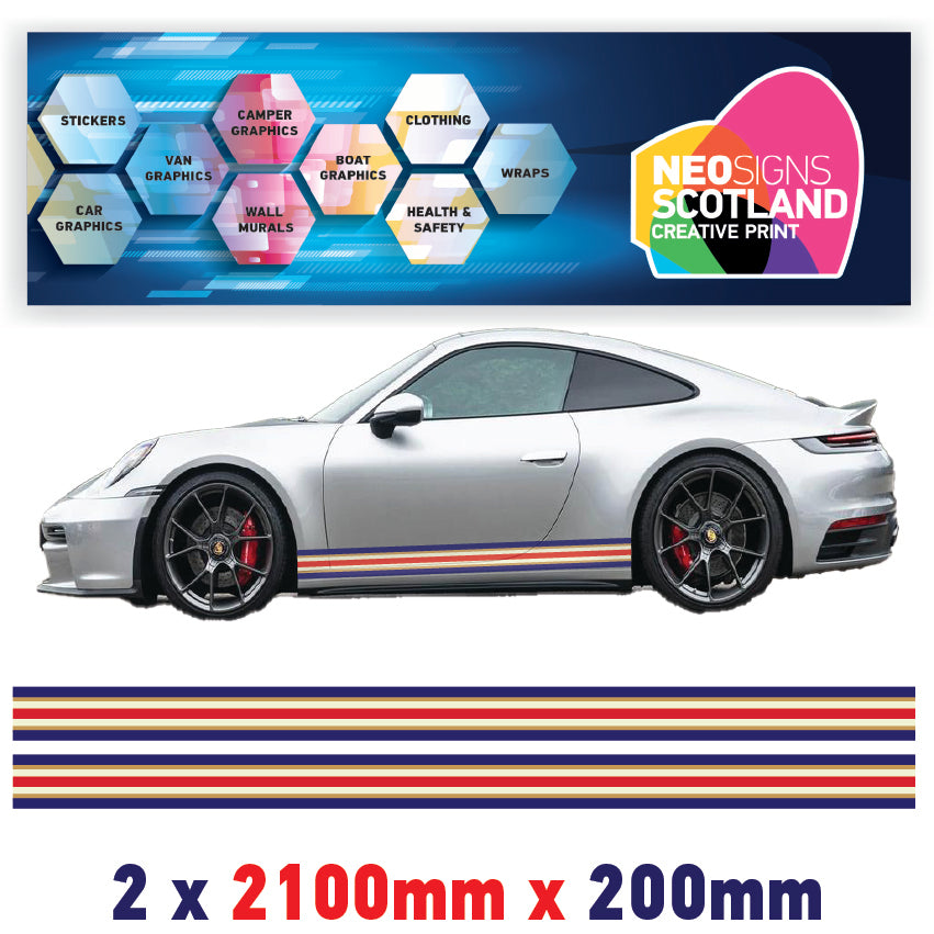 RO2.1/2x200 Rothmans Racing Bonnet Stripe 2100mm x 200mm For Porsche