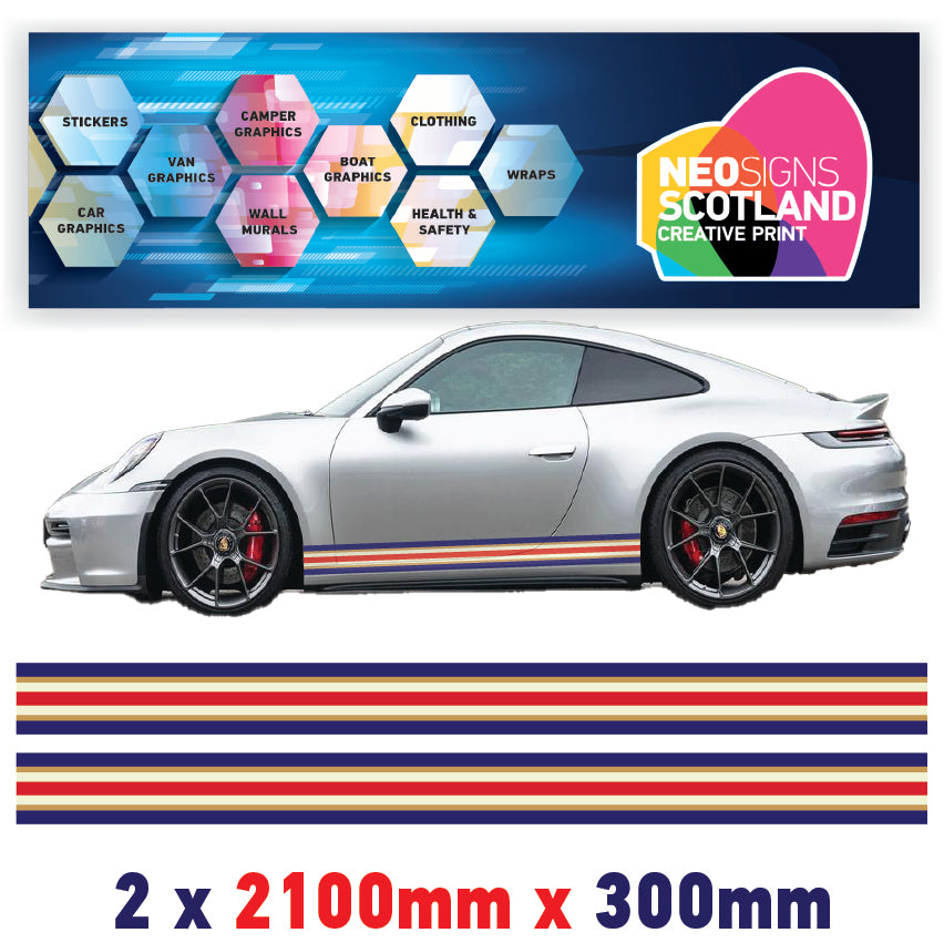 RO2.1/2x300 Rothmans Racing Bonnet Stripe 2100mm x 300mm For Porsche
