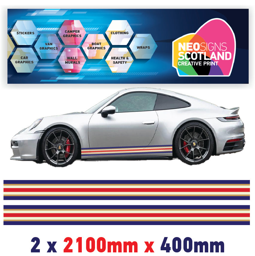 RO2.1/2x400 Rothmans Racing Bonnet Stripe 2100mm x 400mm For Porsche