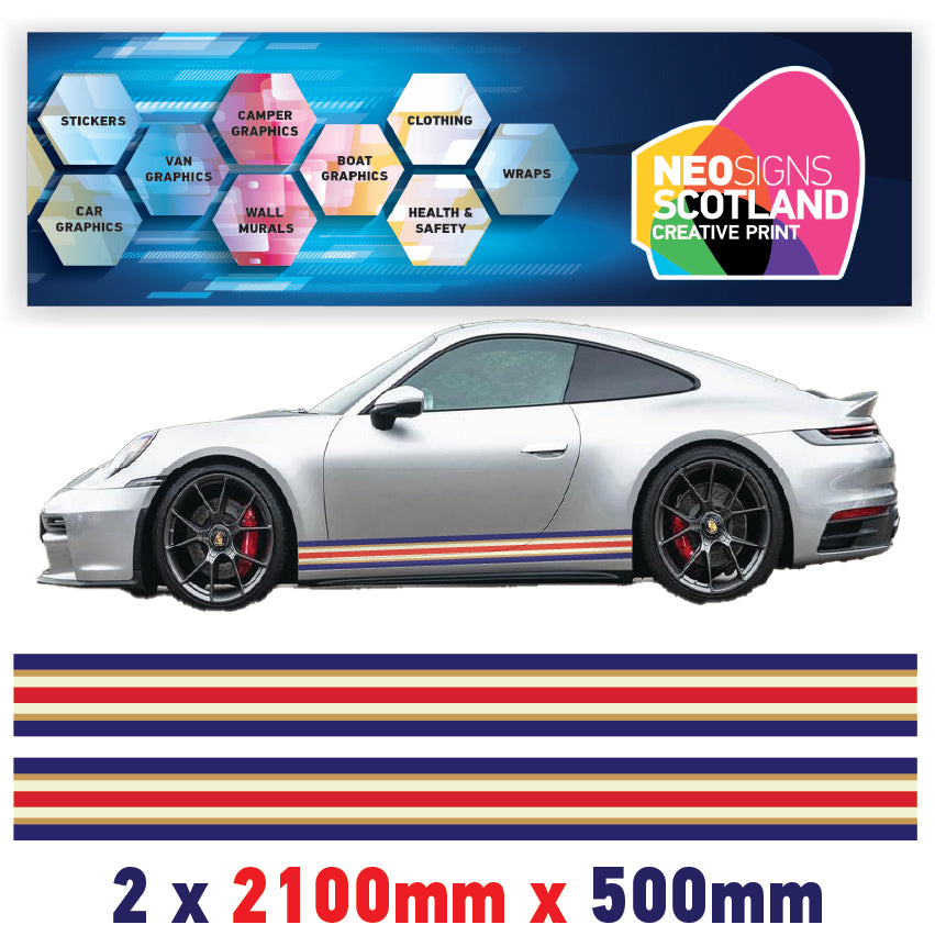 RO2.1/2x500 Rothmans Racing Bonnet Stripe 2100mm x 500mm For Porsche