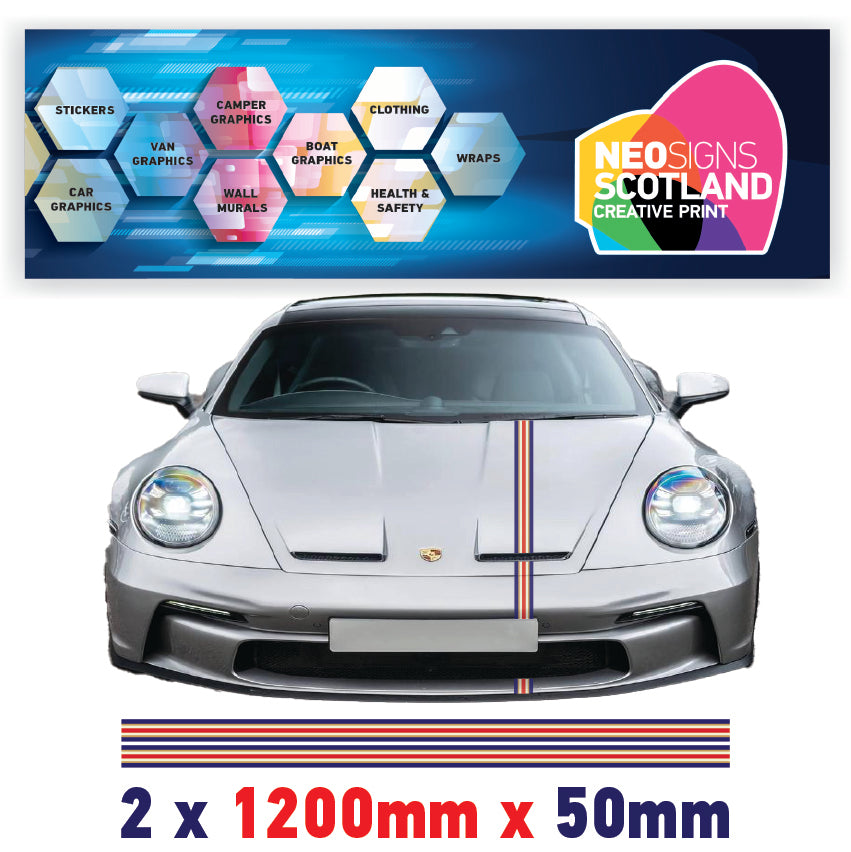 ROPIN50 Rothmans Racing Bonnet Stripe 1200mm x 50mm For Porsche