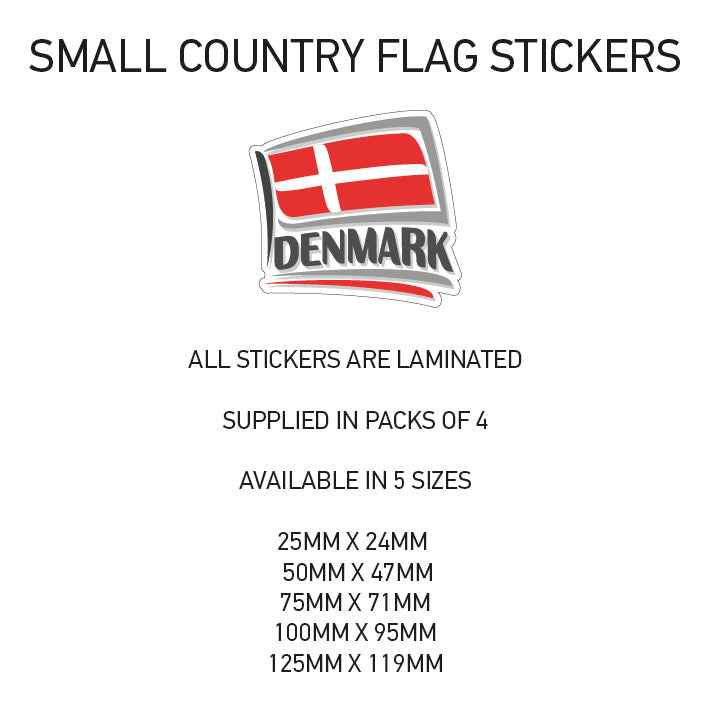 SCF07 Denmark Small Country Flag Sticker 25mm x 24mm