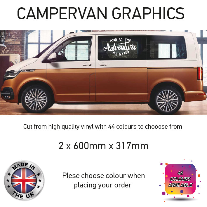 SCG21-SCG30 Adventure Awaits Graphics stickers fits all Motorhome And Campervans Various Designs Available