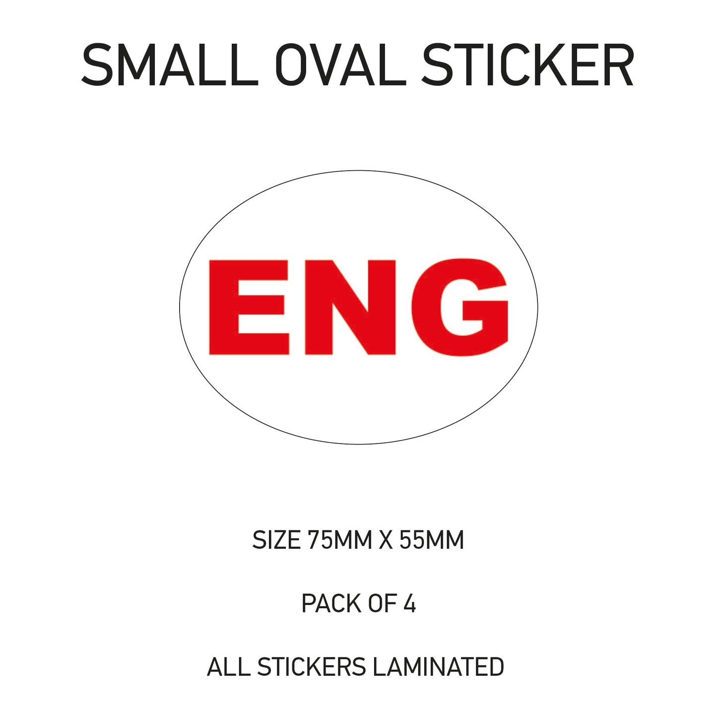SOS34 England - Oval Sticker 4 x 75mm x 55mm